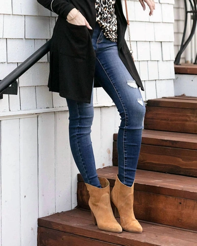 Grace & Lace Re Purpose Denim Lightly Distressed Slim Fit Skinny Jean In Dark Mid-wash In Multi