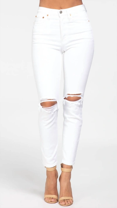 Re/done 90s High Rise Ankle Crop In White Destroyed In Multi