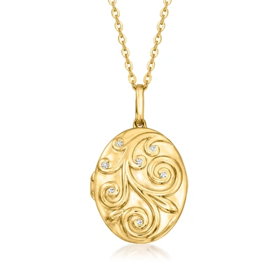 Ross-simons Diamond-accented Swirl Locket Necklace In 18kt Gold Over Sterling In Multi