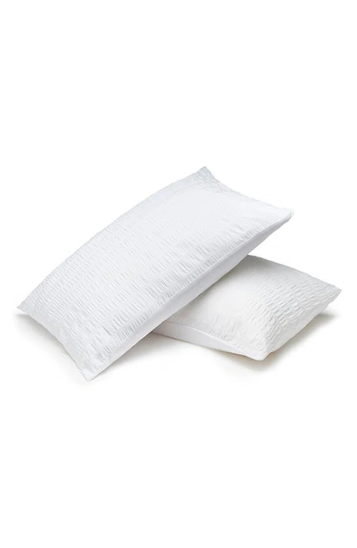 Night Lark Linen White Seersucker Pillowcase Set