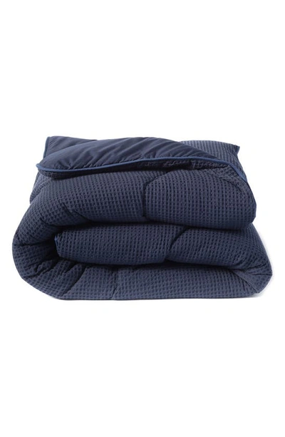 Night Lark Waffle Knit Hypoallergenic Duvet Comforter In Blue