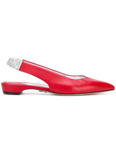 Paul Andrew Sling-back Pointed Ballerinas In Red