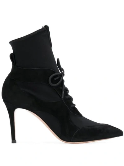 Gianvito Rossi Lace-up Stiletto Ankle Boots In Black