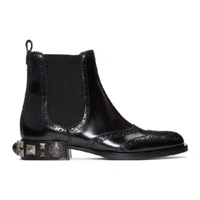 Dolce & Gabbana Dolce And Gabbana Black Nappa Brogue Boots In 80999 Black