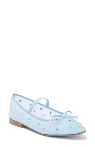 Jeffrey Campbell Releve Crystal Embellished Mary Jane Flat In Pastel Blue Clear