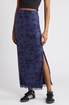 Bp. Printed Mesh Maxi Skirt In Purple Dusty Print