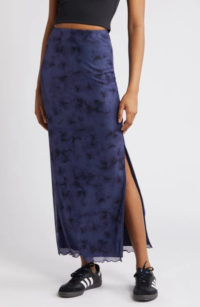 Bp. Printed Mesh Maxi Skirt In Purple Dusty Print