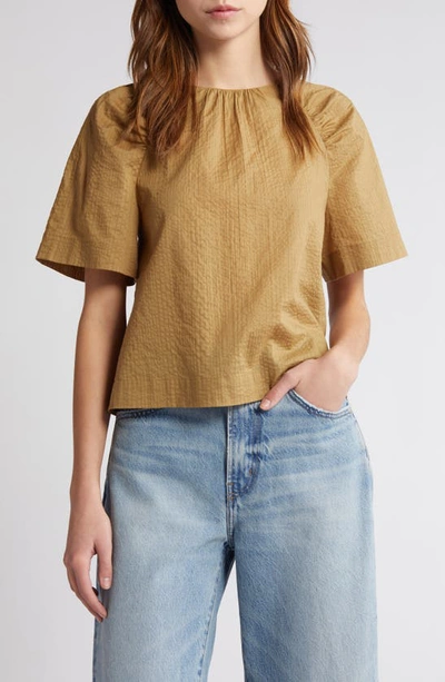 Frame Textured Cotton Top In Cypress