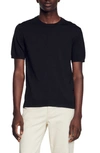 Sandro Pablo Stretch Knit Crewneck T-shirt In Black