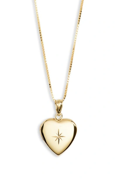 Argento Vivo Sterling Silver Engraved Star Heart Locket Necklace In Gold