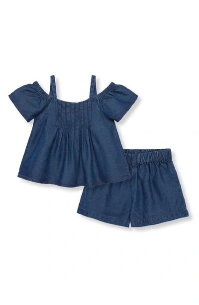 Habitual Babies' Pintuck Denim Top & Shorts Set In Indigo