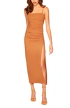 Susana Monaco Sleeveless Body-con Midi Dress In Caramel