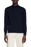 Sandro Industrial Mock Neck Wool Sweater In Black