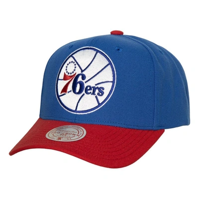 Mitchell & Ness Royal/red Philadelphia 76ers Soul Xl Logo Pro Crown Snapback Hat In Blue