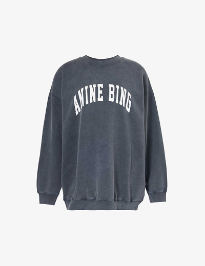 Anine Bing Black Tyler Sweatshirt In Washed Black