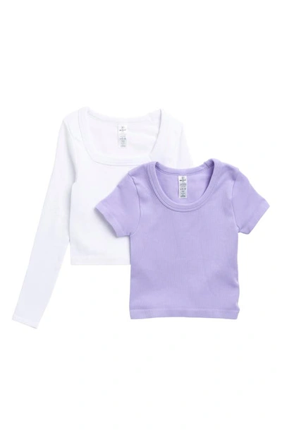 90 Degree By Reflex Kids' Assorted 2-pack Tops In Lavender/ White