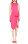 Alexia Admor Valeri Asymmetric Ruffle Cocktail Dress In Hot Pink