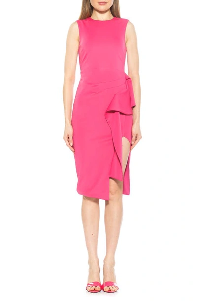 Alexia Admor Valeri Asymmetric Ruffle Cocktail Dress In Hot Pink