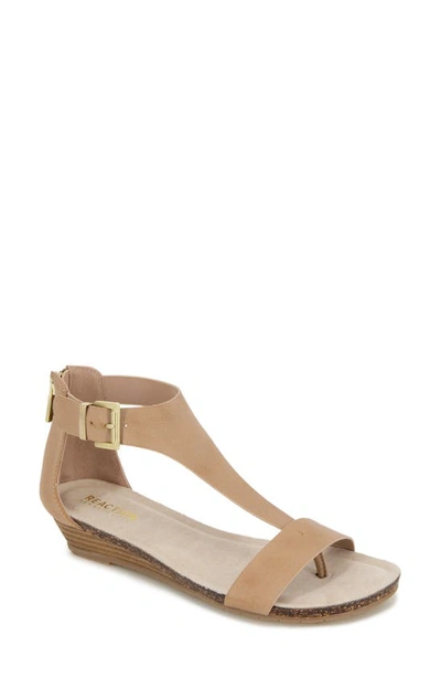 Reaction Kenneth Cole Great Gal T-strap Sandal In Chai