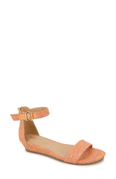 Reaction Kenneth Cole Great Viber Ankle Strap Sandal In Pink Multi Raffia