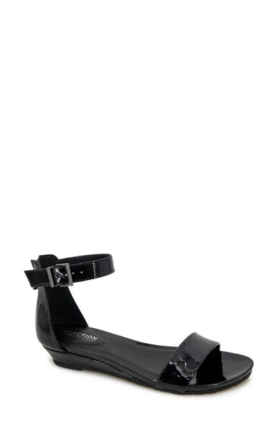Reaction Kenneth Cole Great Viber Ankle Strap Sandal In Black Patent