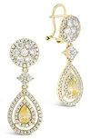 Sterling Forever Jennifer Cz Drop Earrings In Gold