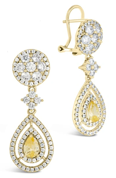 Sterling Forever Jennifer Cz Drop Earrings In Gold