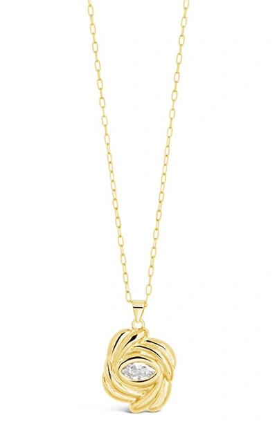 Sterling Forever Mireille Cz Rose Pendant Necklace In Gold