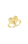 Sterling Forever Beating Heart Ring In Gold