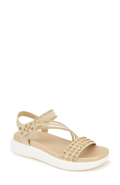 Reaction Kenneth Cole Taryn Rhinestone Strap Sandal In Ecru Jewel