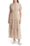 Wishlist Floral Puff Sleeve Maxi Dress In Taupe