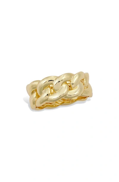 Savvy Cie Jewels Wide Link Ring In Yellow