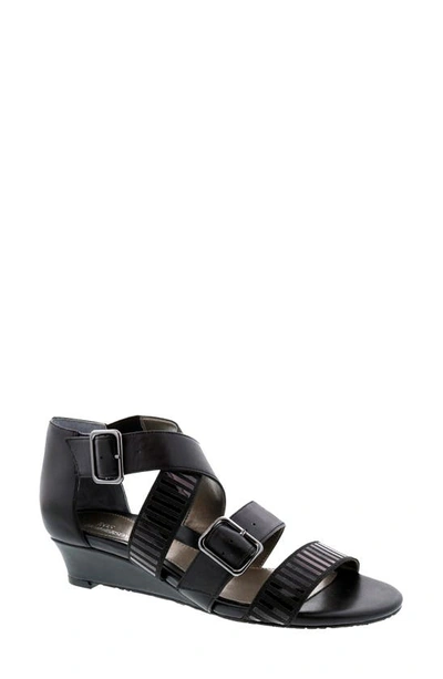 Ros Hommerson Voluptuous Strappy Wedge Sandal In Black