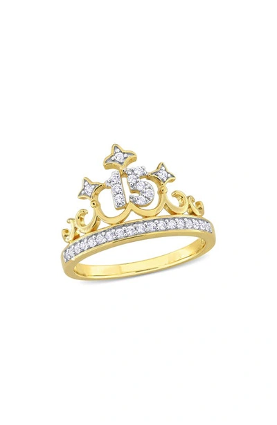 Delmar Created White Sapphire 15 Crown Quinceañera Ring In Gold