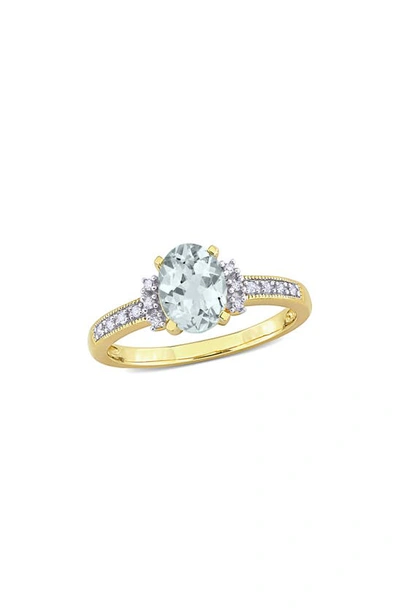 Delmar Oval Cut Aquamarine & Diamond Ring