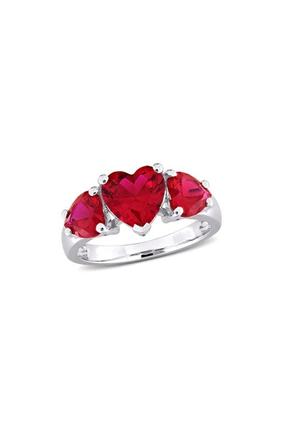 Delmar Heart Cut Created Ruby Ring In Red