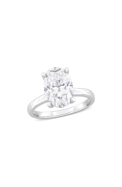 Delmar Sterling Silver Oval Lab Created Moissanite Ring