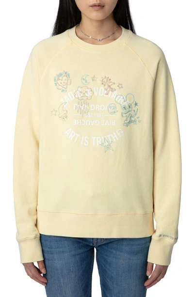 Zadig & Voltaire Metallic Embroidery Logo Sweatshirt In Yellow