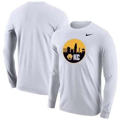 Nike White Missouri Tigers Mizzou Kansas City Long Sleeve Shooting T-shirt