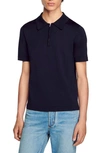 Sandro Pablo Zip Polo In Navy Blue