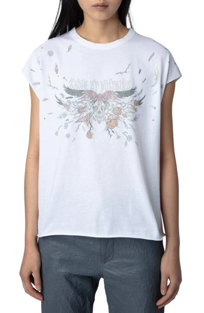 Zadig & Voltaire Cecilia Cotton Graphic T-shirt In Blanc