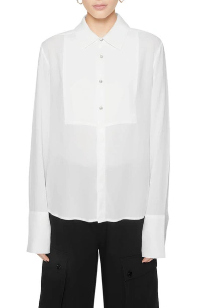 Rebecca Minkoff Ophelia Tie Neck Long Sleeve Button-up Top In White