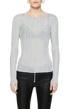 Rebecca Minkoff Abbey Rib Semisheer Sweater In Metallic Silver