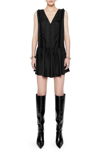 Rebecca Minkoff Valerie Lace Trim Sleeveless Silk Blend Minidress In Black