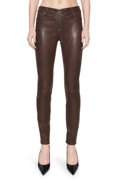 Rebecca Minkoff Ziggy Skinny Leather Pants In Black Coffee