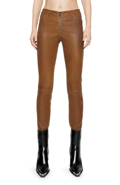 Rebecca Minkoff Ziggy Skinny Leather Pants In Rocher