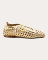 Andrea Gomez Antonia Woven Leather Oxford Flats In Gold