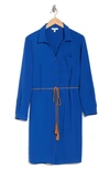 Como Vintage Airflow Long Sleeve Tie Waist Shirtdress In Surf The Web