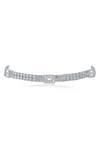 Cz By Kenneth Jay Lane Two Row Cz Tennis Bracelet In Clear/ Silver