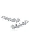 Cz By Kenneth Jay Lane Pear Cut Cz Ear Crawlers In Clear/ Silver